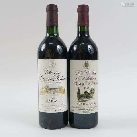 2 BOUTEILLES CHÂTEAU PRIEURÉ LICHINE GCC MARGAUX : 1 PRIEURÉ...