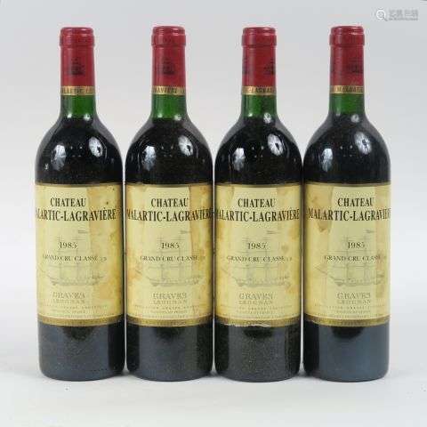 4 BOUTEILLES CHÂTEAU MALARTIC LAGRAVIeRE CC GRAVES - 1985 - ...