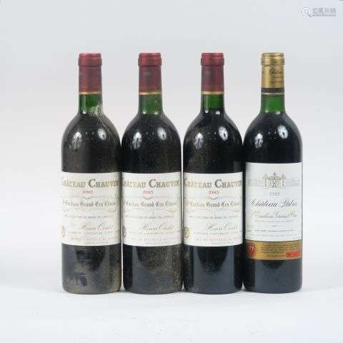 4 BOUTEILLES DE 1985 : 3 BOUTEILLES CHÂTEAU CHAUVIN GCC ST E...