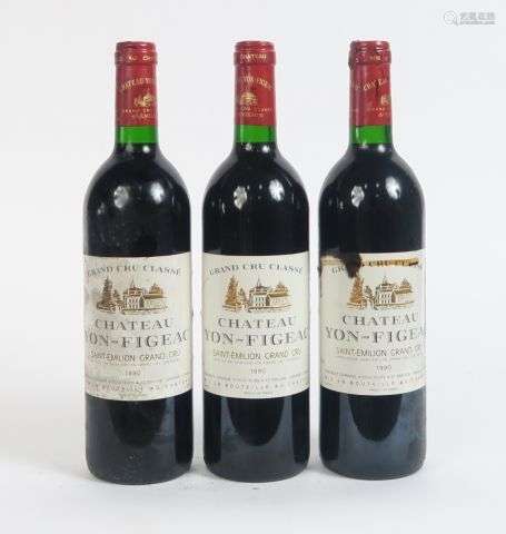 3 BOUTEILLES CHÂTEAU YON FIGEAC GCC ST EMILION - 1990