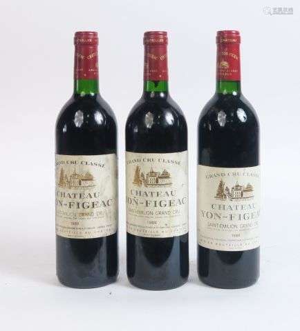 3 BOUTEILLES CHÂTEAU YON FIGEAC GCC ST EMILION : 1 DE 1986 B...