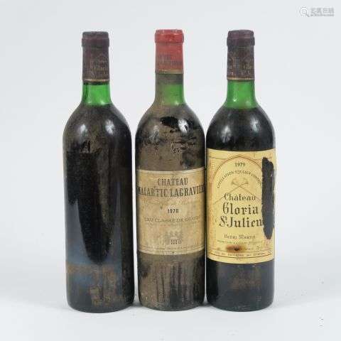 3 BOUTEILLES : 2 CHÂTEAU GLORIA ST JULIEN 1979 1 LB/1 HEP/1 ...