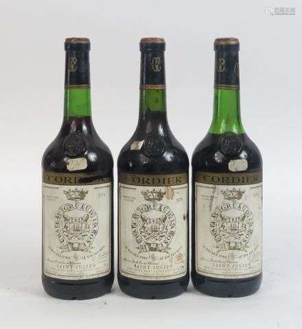 3 BOUTEILLES CHATEAU GRUAUD LAROSE GCC ST JULIEN : 2 DE 1974...