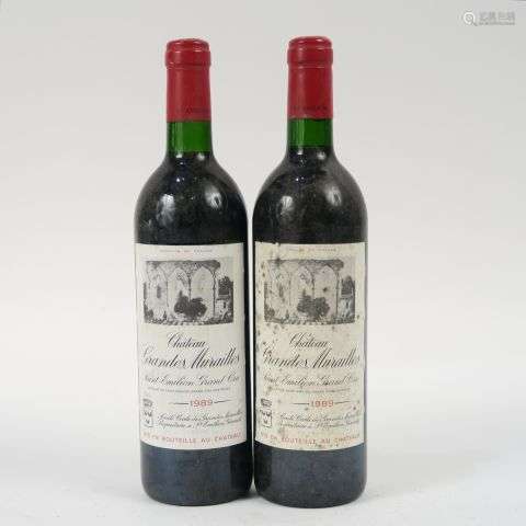 2 BOUTEILLES CHÂTEAU GRANDES MURAILLES GC ST EMILION - 1989 ...