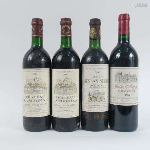 4 BOUTEILLES : 1 CHÂTEAU MAZEYRES POMEROL 1989 - 1 CHÂTEAU B...