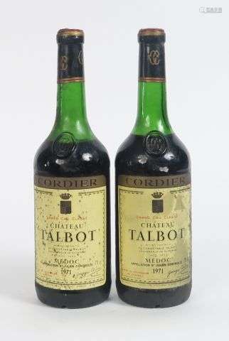 2 BOUTEILLES CHÂTEAU TALBOT GCC ST JULIEN - 1971 - 1 à 5,5 C...