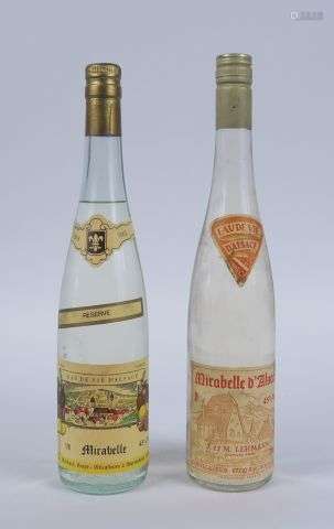 2 BOUTEILLES EAU DE VIE DE MIRABELLE 45° : 1 MOSBACH - 1 LEH...