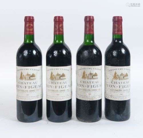 4 BOUTEILLES CHÂTEAU YON FIGEAC GC ST EMILION 1991 - 3 LB