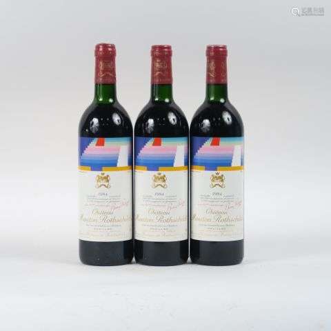 3 BOUTEILLES CHÂTEAU MOUTON ROTSHCHILD 1er GCC PAUILLAC - 19...