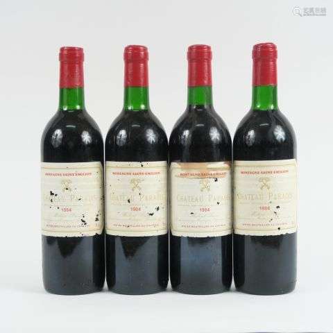 4 BOUTEILLES CHÂTEAU PARADIS MONTAGNE ST ÉMILION - 1984 - BG...