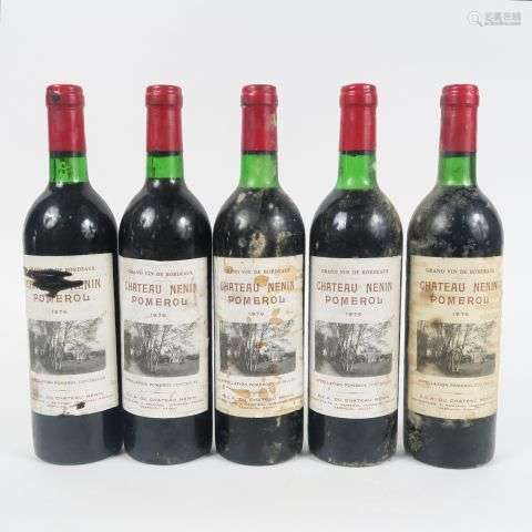 5 BOUTEILLES CHÂTEAU NENIN POMEROL- 1976 - BG/BS