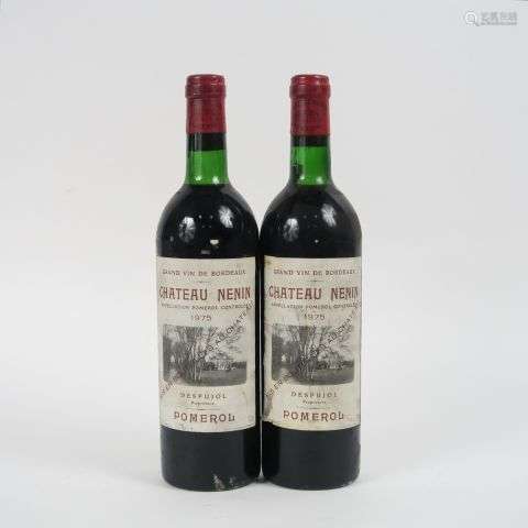 2 BOUTEILLES CHÂTEAU NENIN POMEROL - 1975 - BG