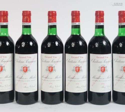 6 BOUTEILLES CHÂTEAU POUJEAUX MOULIS - 1976 - 3 BG/3 LB