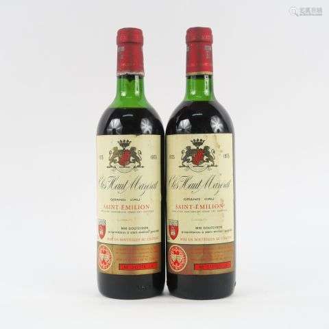 2 BOUTEILLES CLOS HAUT MAZERAT GC ST EMILION - 1975 - 1 LB/1...