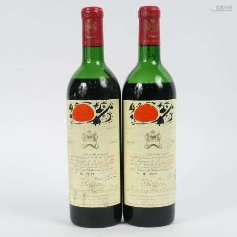 2 BOUTEILLES CHÂTEAU MOUTON ROTHSCHILD 1er GCC PAUILLAC - 19...