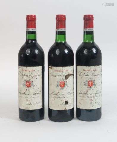 3 BOUTEILLES CHATEAUX POUJEAUX MOULIS - 1975 - BG