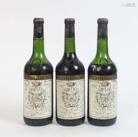 3 BOUTEILLES CHÂTEAU GRUAUD LAROSE - 1975 - 1 à 3,5 CM ET/1 ...