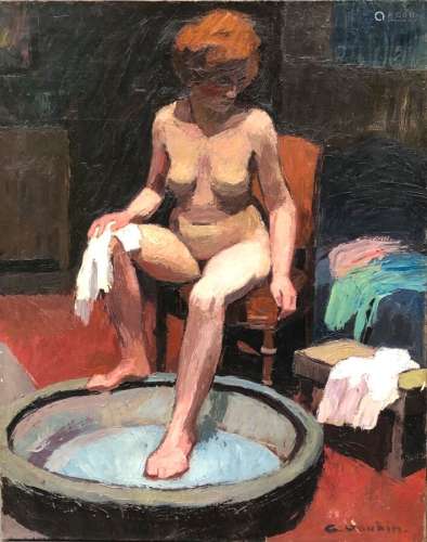 JOUBIN Georges ( 1888 / 1983 ) Jeune femme à la toilette. Hu...