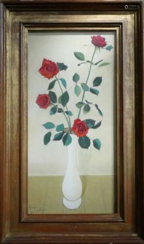 SERADOUR Guy ( 1922 / 2007 ) Bouquet de roses. Dessin aquare...