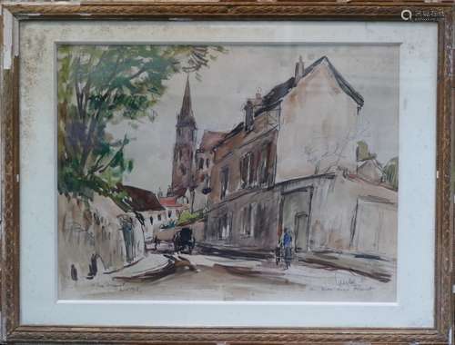 HERBO Fernand ( 1905 / 1995 ) St Leu d'Esserent. Aquarelle s...