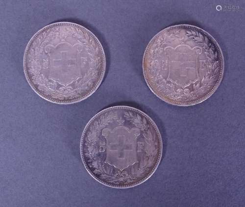 Collection: Très beau lot de 3 pièces de monnaie en argent d...