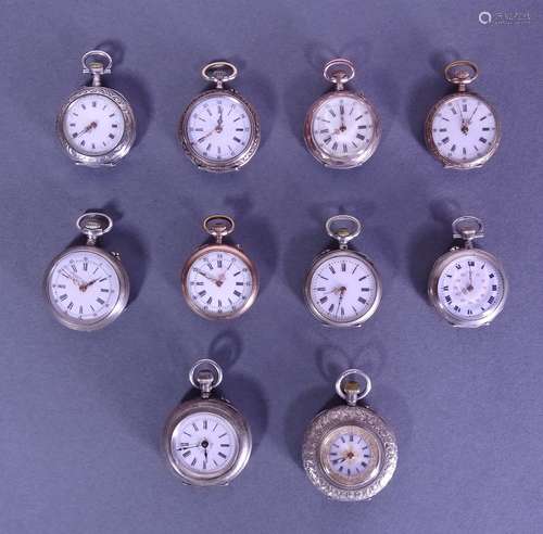 Bijou: lot de montres de gousset de col en argent cuvette ex...