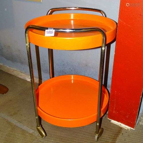 Meuble vintage Desserte ABS orange 4 pieds roulettes