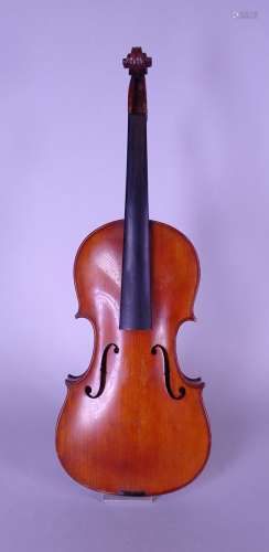 Musique: violon 4/4 avec étiquette Mathias Albani L:59cm fon...