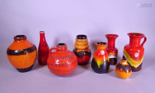 Céramique: (8) faïence vintage 8 vases dont Jasba, Kreutz, B...
