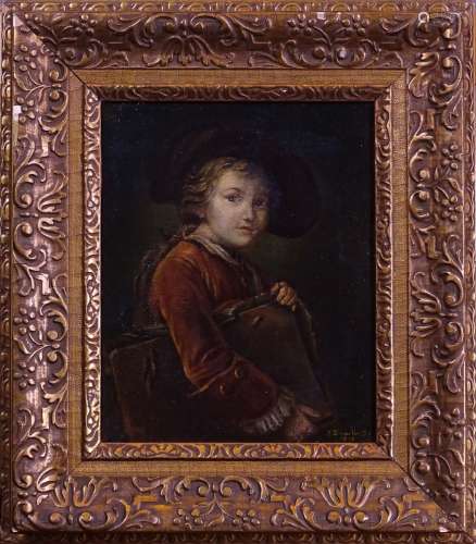 Tableau HST (rest) -Portrait de jeune garçon- 1916 signé LAM...