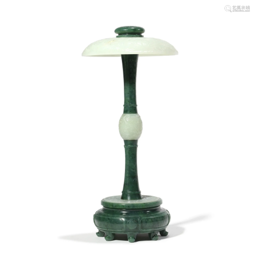 A White Jade and Spinach-Green Jade Hat Stand