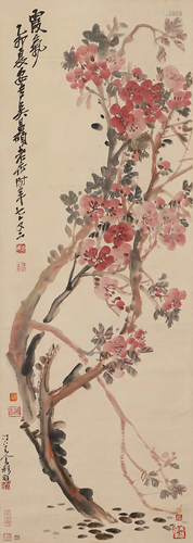 A Chinese Plum Blossoming Painting, Wu Changshuo Mark