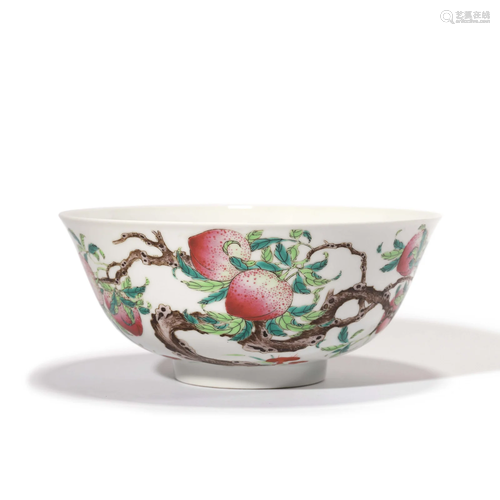 A Famille Rose Peaches Bowl, Tongzhi Mark