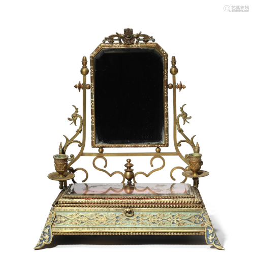 A western table mirror and accessory box