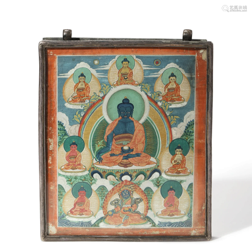 A Painted Thangka of Medicine Buddha