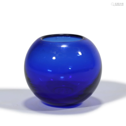 A Cobalt Blue Glass Ovoid Water Pot, Qianlong Mark