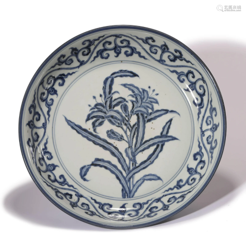 A Blue and White Pomegranate Plate