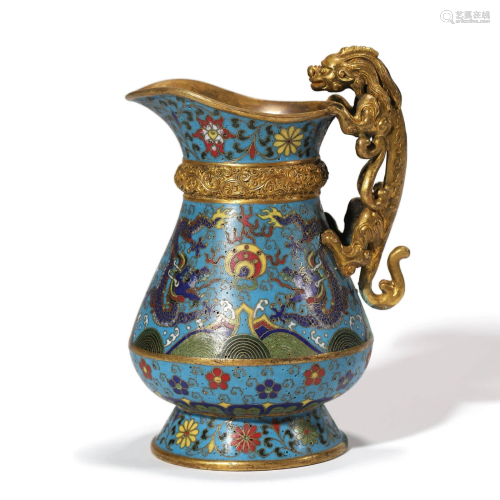 A Cloisonne Enamel Dragon Pot, Qianlong Mark