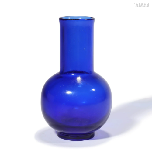 A Cobalt Blue Glass Bottle Vase, Qianlong Mark