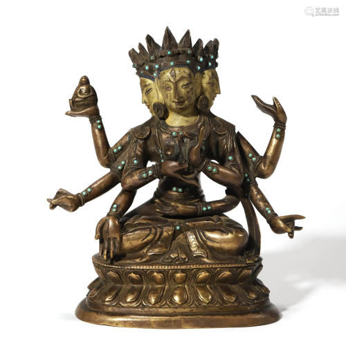 A Gilt Bronze Eight-Armed Avalokitesvara