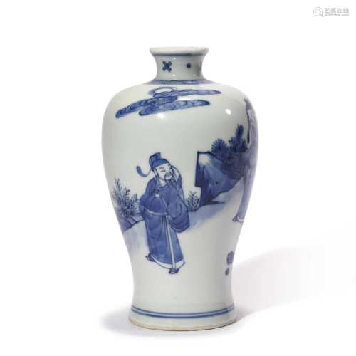 A Blue and White Figure Meiping Vase