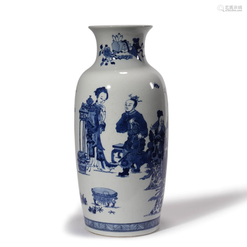 A Blue and White Figure Vase, Kangxi Mark