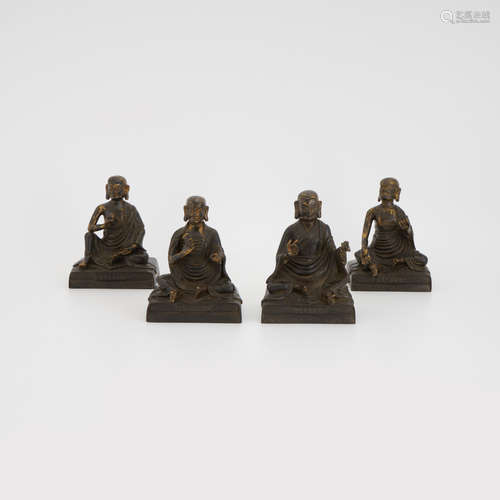 Four Chinese Gilt Bronze Figures of Lohan