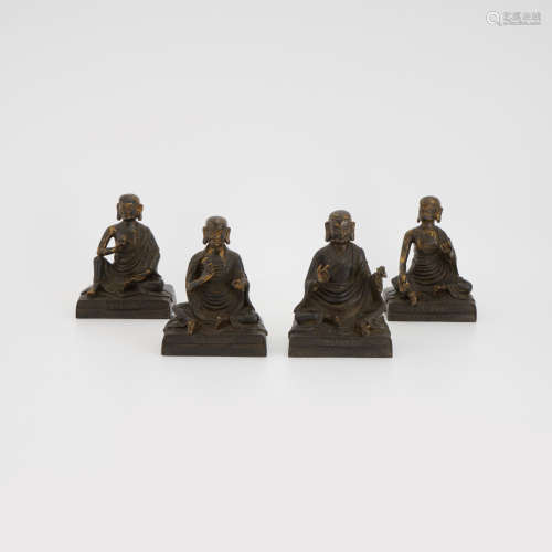 Four Chinese Gilt Bronze Figures of Lohan