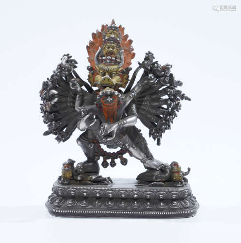 Silver Tibetan Buddhist Figure of Yamantaka