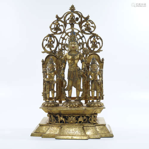 Gilt Bronze Tibetan Buddhist Figure of Lotus Bodhisattva