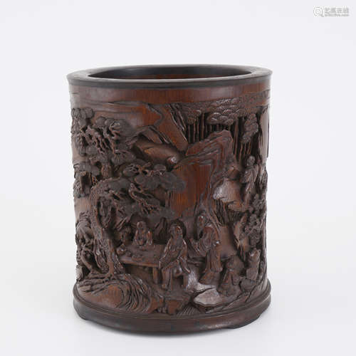 Bamboo Relief Figure Brushpot