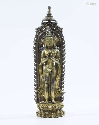 Gilt Bronze Tibetan Buddhist Figure of Bodhisattva