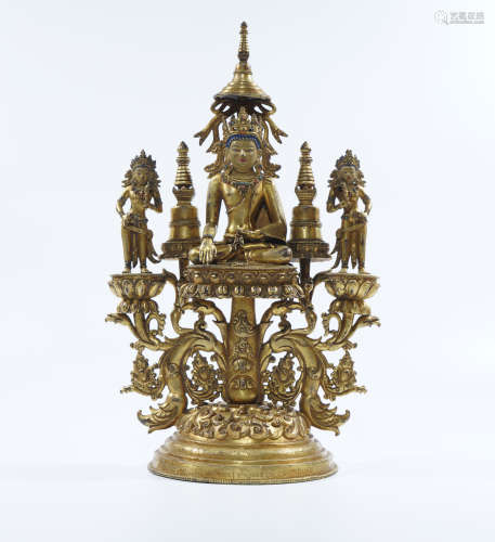 Gilt Bronze Tibetan Buddhist Figure of Buddha