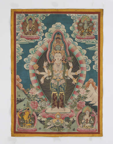 Tibetan Thangka of Ekadasa-Mukha